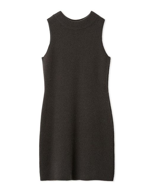 SNIDEL Women's Black Raccoon Ribbed Sleeveless Mini Dress