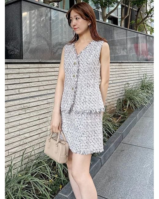 SNIDEL Gray Tweed Skort