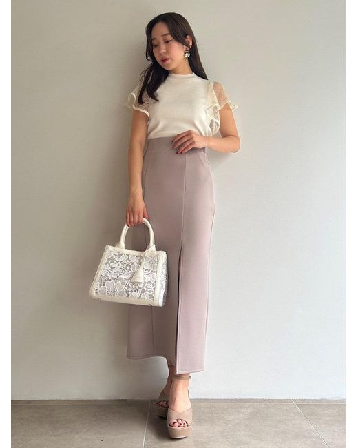 SNIDEL Blue High Waisted Maxi Skirt With Slit