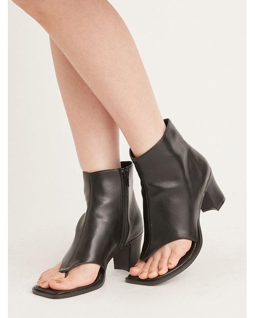 SNIDEL Black Open Toe Short Boots