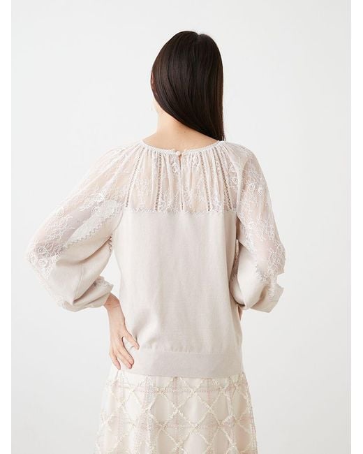 SNIDEL Black Lace Docking Knit Top