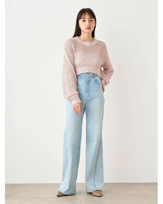 SNIDEL Gray Lamé Mesh Crochet Knit Crop Top