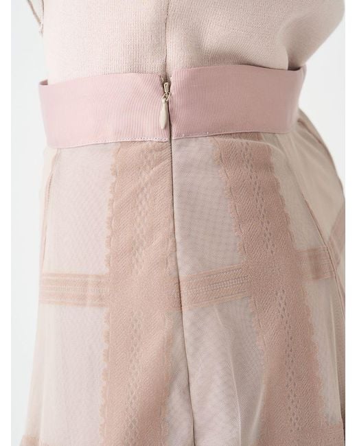 SNIDEL Gray Flocked Check Tulle Skirt