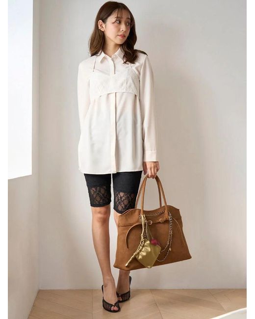 SNIDEL White Layered Button-Down Top With Printed Bralette