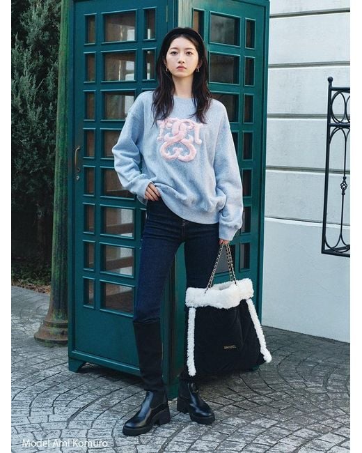 SNIDEL Blue Boa Logo Sweat Pullover