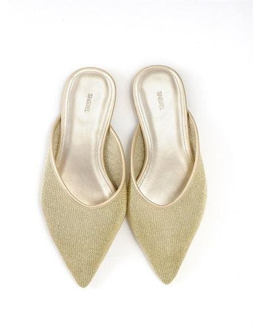 SNIDEL White Sabot Mesh Flat Mule
