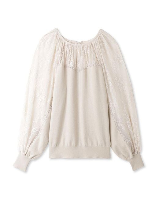 SNIDEL Black Lace Docking Knit Top
