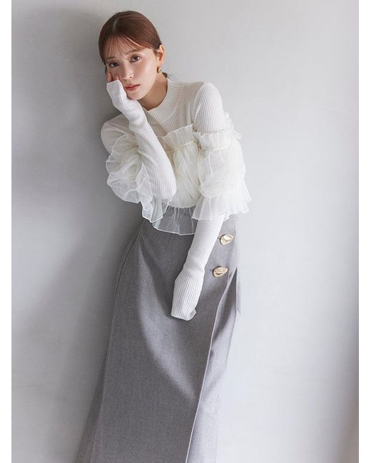 SNIDEL White Wrap-Pleat Skirt