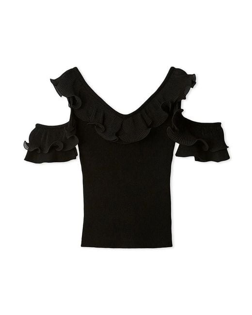 SNIDEL Green Frill Pleated Knit Pullover