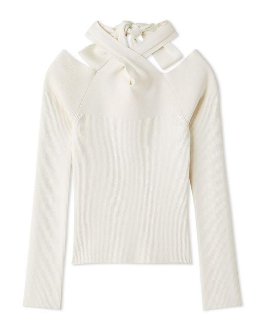 SNIDEL White Front Cross Knit Pullover