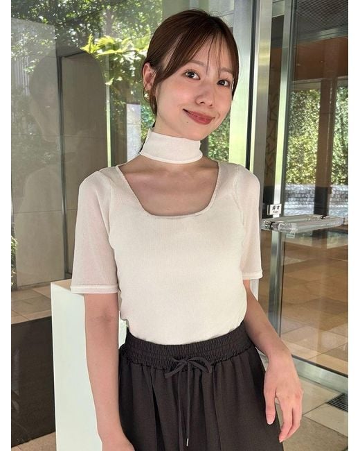 SNIDEL White Flocky Tulle Cut Pullover