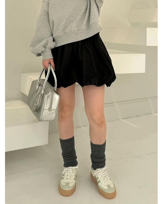 SNIDEL Black Balloon Mini Skirt