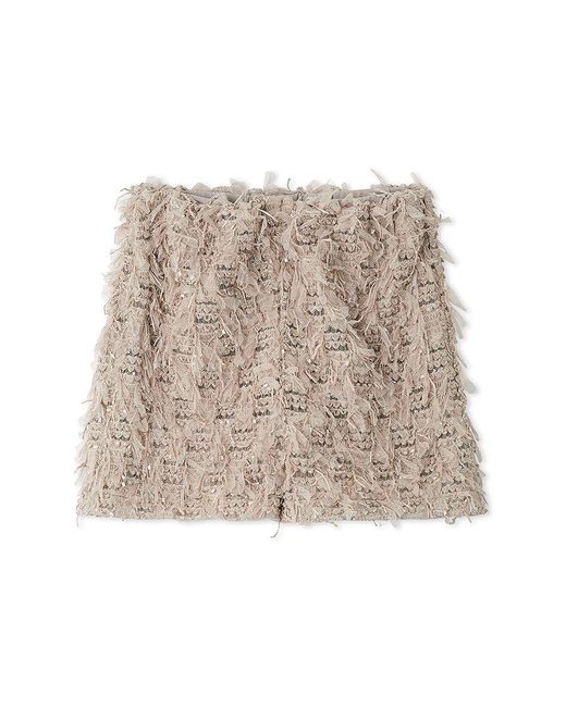 SNIDEL Black Textured Tulle Fringe High Waist Shorts