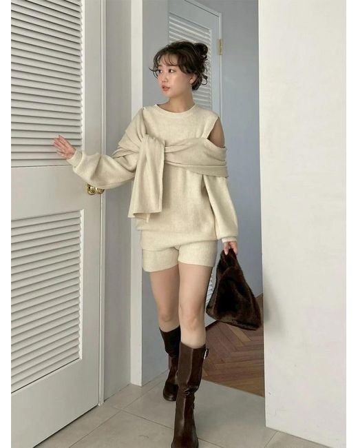 SNIDEL Red Deformation Knit Pullover