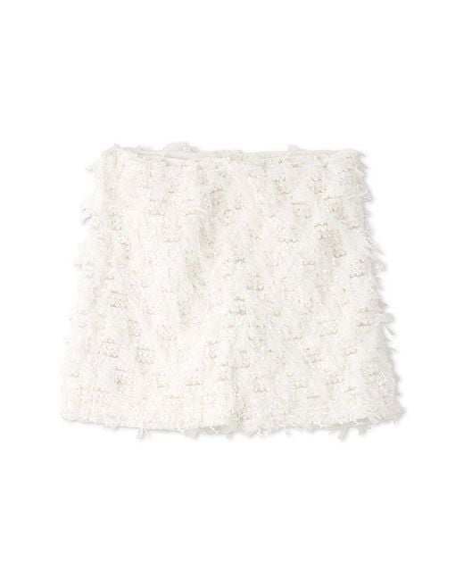 SNIDEL Black Textured Tulle Fringe High Waist Shorts