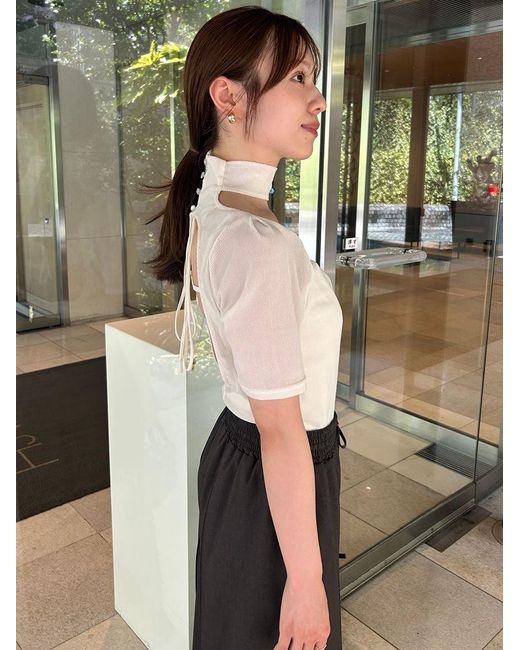 SNIDEL White Flocky Tulle Cut Pullover