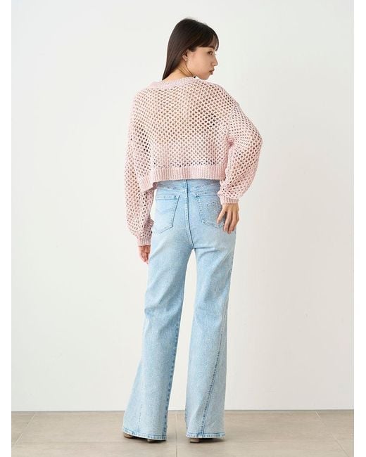 SNIDEL Gray Lamé Mesh Crochet Knit Crop Top