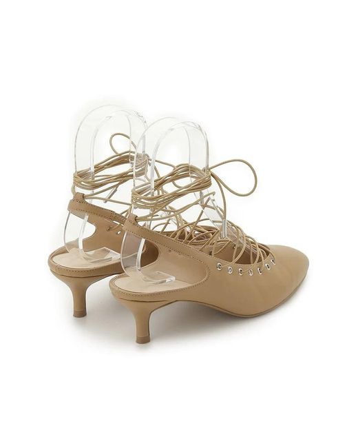 SNIDEL Natural Lace-Up Mules