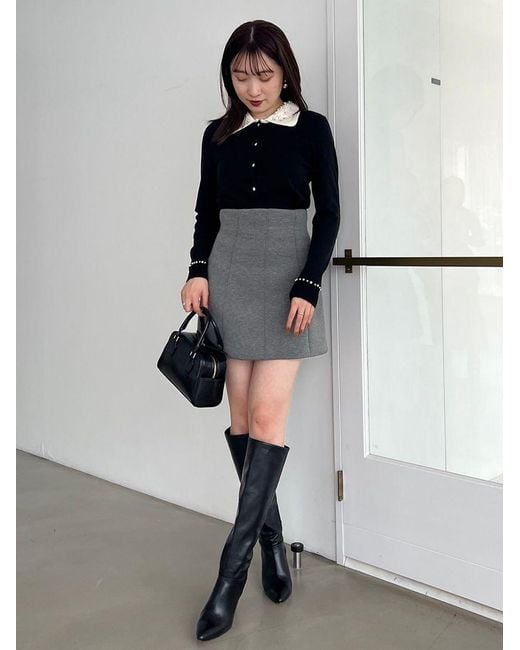 SNIDEL Gray Variety Structure Mini Skirt
