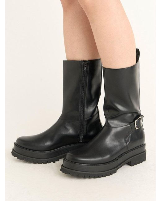 SNIDEL Black Engineer Half Boots