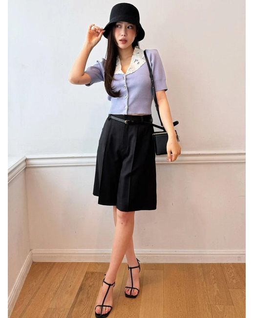 SNIDEL Gray Belted Shorts
