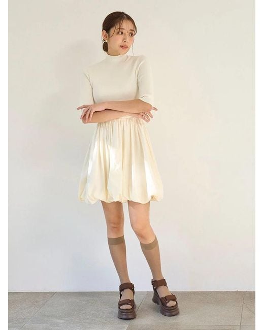 SNIDEL White Balloon Docking Mini Knit Dress