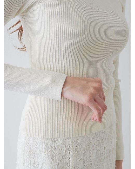 SNIDEL White Front Cross Knit Pullover