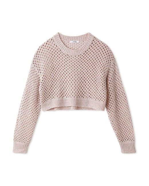 SNIDEL Gray Lamé Mesh Crochet Knit Crop Top