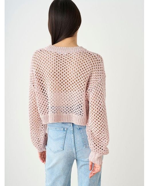 SNIDEL Gray Lamé Mesh Crochet Knit Crop Top