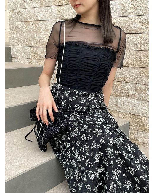 SNIDEL Black Ruched Bustier Tops