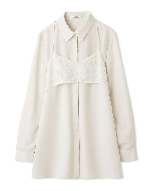 SNIDEL White Layered Button-Down Top With Printed Bralette
