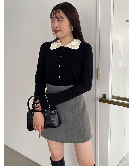 SNIDEL Gray Variety Structure Mini Skirt