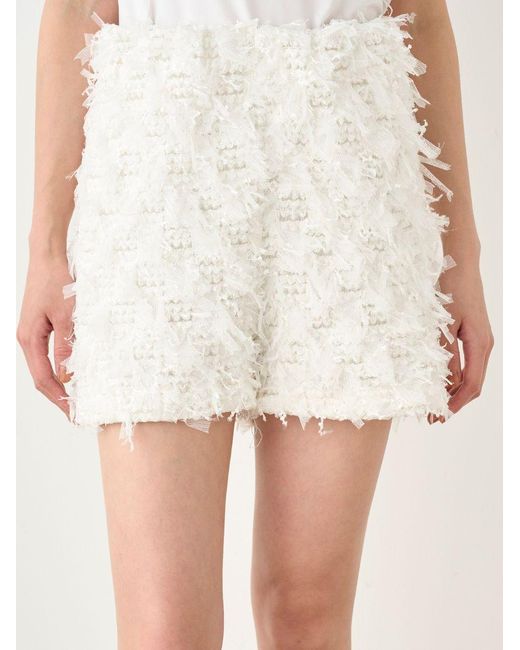 SNIDEL Black Textured Tulle Fringe High Waist Shorts