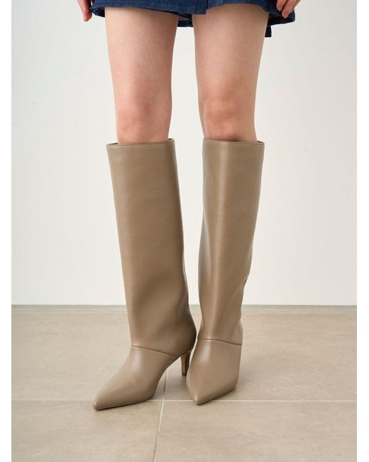 SNIDEL Brown Pointed-Toe Heeled Knee-High Boots