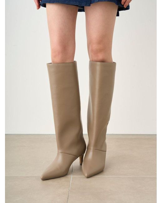SNIDEL Black Pointed-Toe Heeled Knee-High Boots