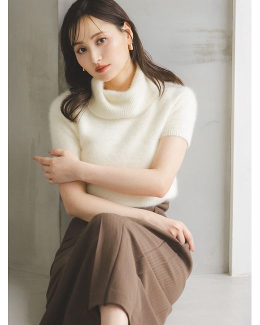 SNIDEL Natural Fox Fur Turtle Pullover