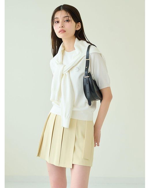 SNIDEL White Pleated Wrapped Skort