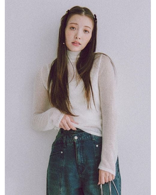 SNIDEL Black Back-Open Mohair Knit Pullover