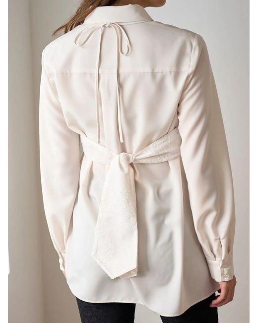 SNIDEL White Layered Button-Down Top With Printed Bralette