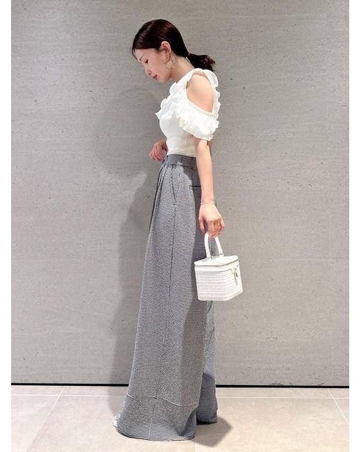 SNIDEL Green Frill Pleated Knit Pullover