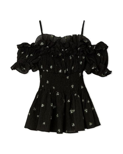 SNIDEL Black Chiffon Off-Shoulder Frill Blouse