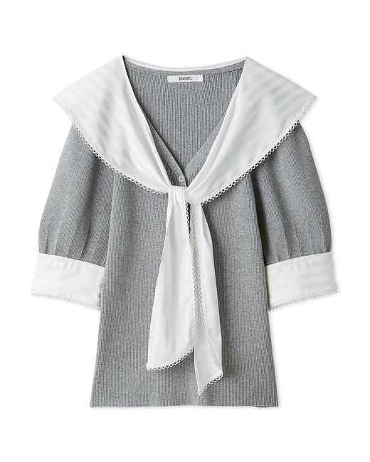 SNIDEL White Sustainable Scarf Blouse Docking Pullover