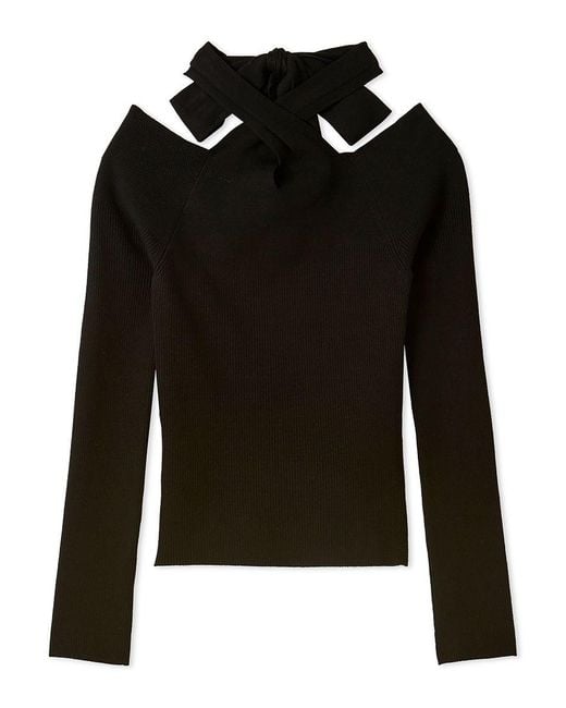 SNIDEL White Front Cross Knit Pullover