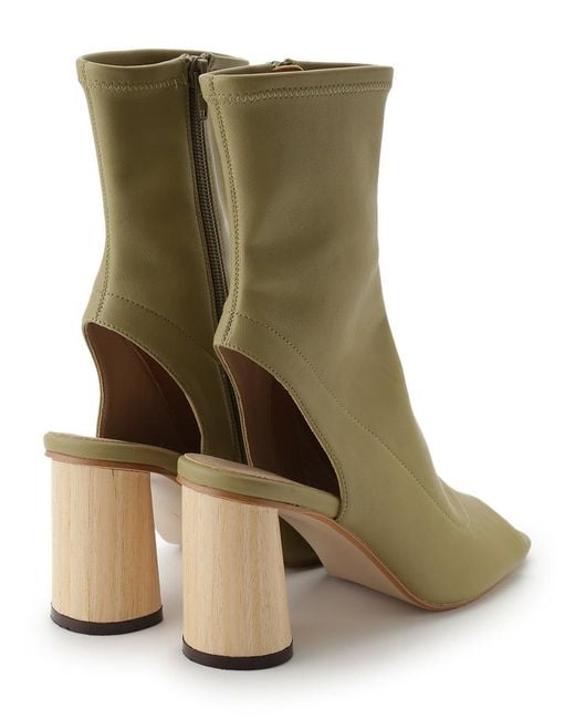 SNIDEL Green Open Toe Bootie