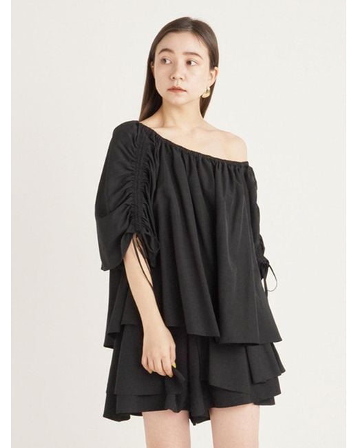 SNIDEL Red Off Shoulder Tunic Blouse