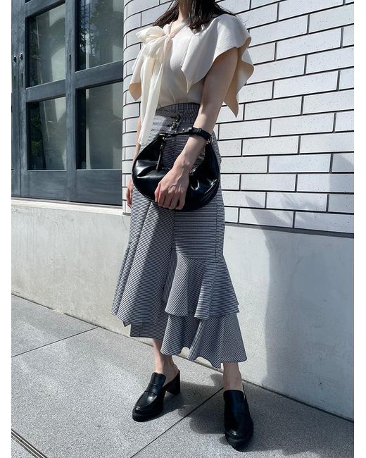 SNIDEL Black Open Back Heel Loafer Sabot