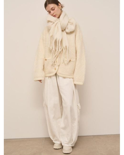 SNIDEL Gray Fur-Like Midi Knit Jacket