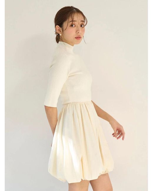 SNIDEL White Balloon Docking Mini Knit Dress
