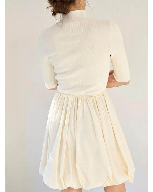 SNIDEL White Balloon Docking Mini Knit Dress