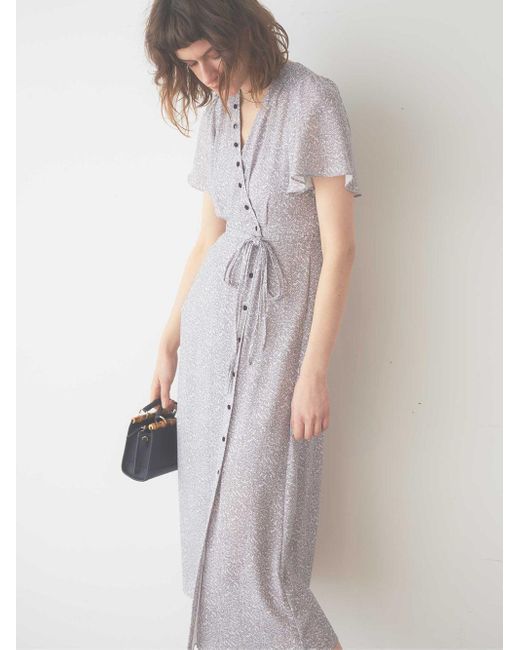 SNIDEL Natural Printed Front-Button Midi Dress